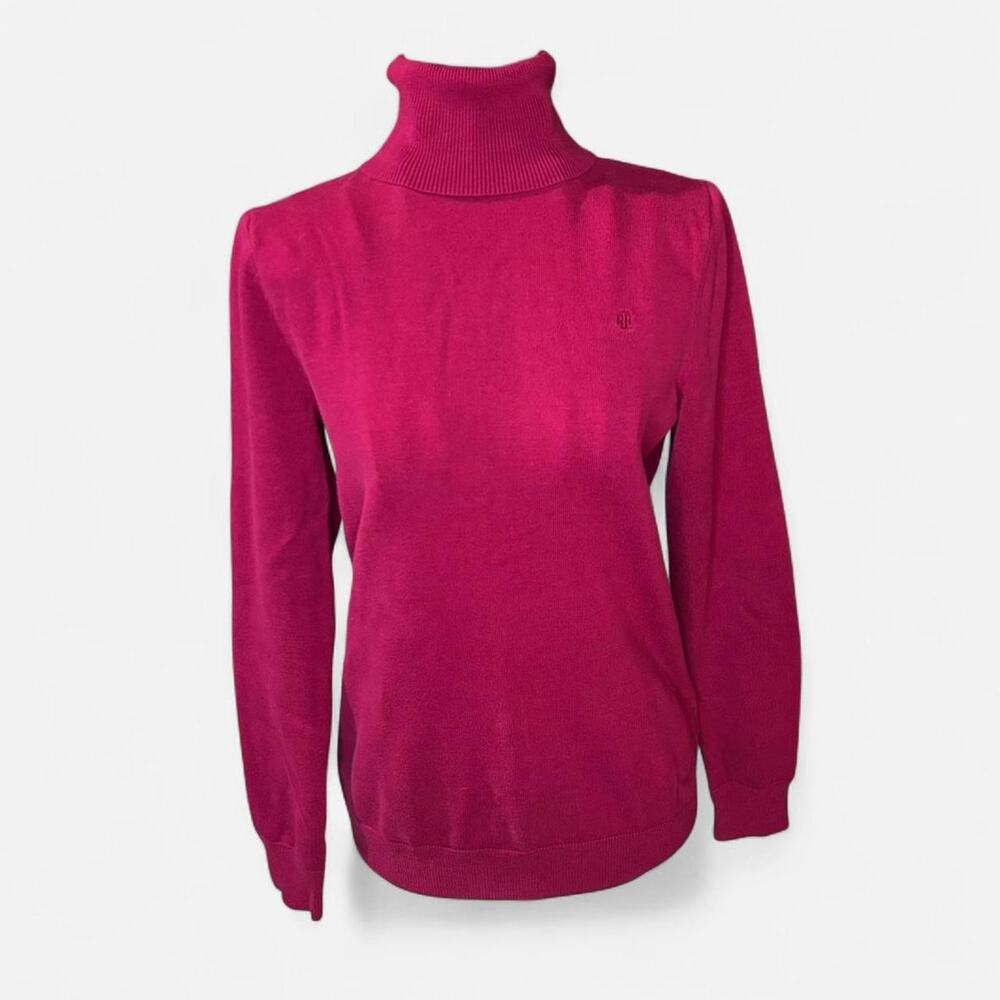 Lauren Ralph Lauren Magenta Pink 100% Cotton Turtleneck Sweater M